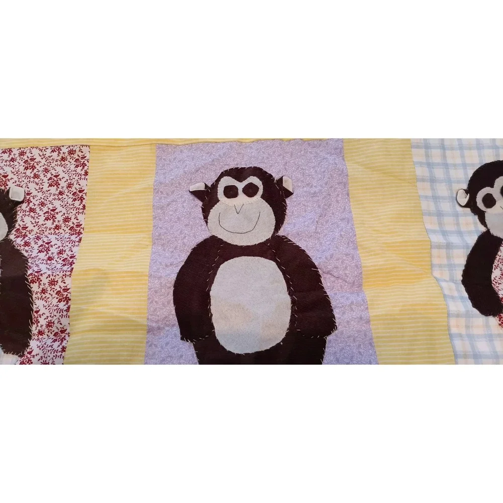 Childs Quilt Handmade Monkeys Patchwork Nursey Crib Lap Blanket Kidcore